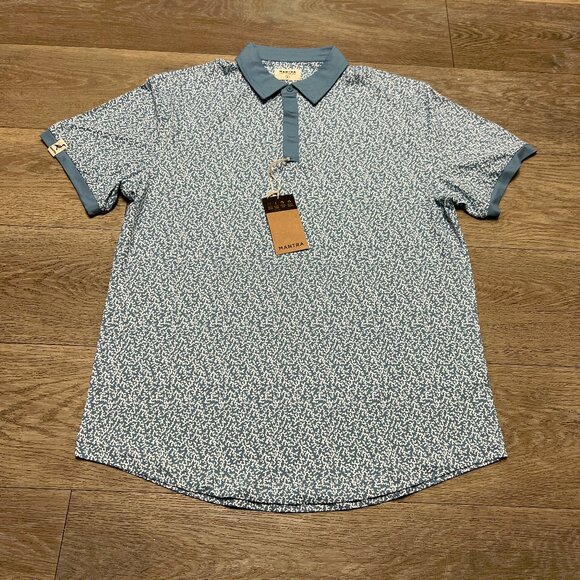 NWT Mantra Polo Shirt Mens Large Blue Catalyst Point Collar Performance Golf NEW - Picture 1 of 9